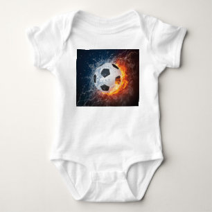 Flaming Football/Soccer Ball Throw Pillow Baby Bodysuit