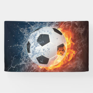 Flaming Football/Soccer Ball Throw Pillow Banner