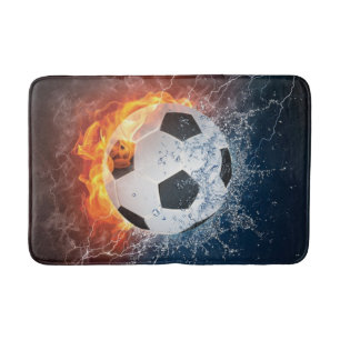 Flaming Football/Soccer Ball Throw Pillow Bath Mat