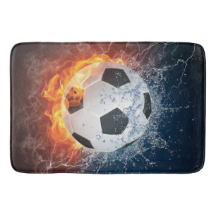Flaming Football/Soccer Ball Throw Pillow Bath Mat