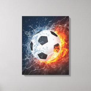 Flaming Football/Soccer Ball Throw Pillow Canvas Print