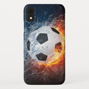 Flaming Football/Soccer Ball Throw Pillow iPhone XR Case