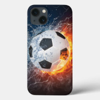Flaming Football/Soccer Ball Throw Pillow