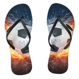 Flaming Football/Soccer Ball Throw Pillow Flip Flops
