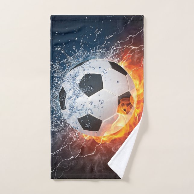 Flaming Football/Soccer Ball Throw Pillow Hand Towel (Hand Towel)