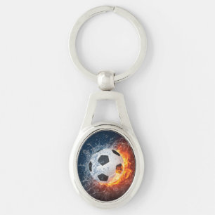 Flaming Football/Soccer Ball Throw Pillow Keychain