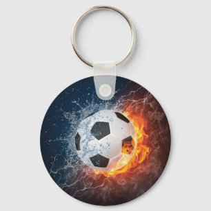 Flaming Football/Soccer Ball Throw Pillow Keychain