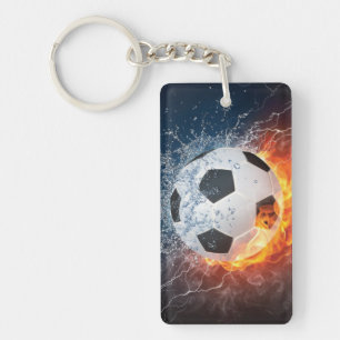 Flaming Football/Soccer Ball Throw Pillow Keychain