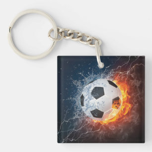 Flaming Football/Soccer Ball Throw Pillow Keychain