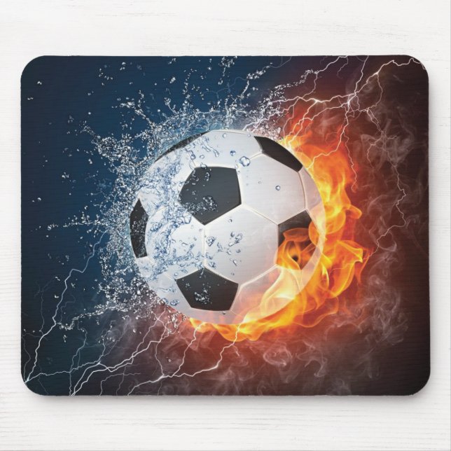 Flaming Football/Soccer Ball Throw Pillow Mouse Pad (Front)