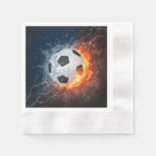 Flaming Football/Soccer Ball Throw Pillow Napkin