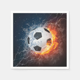 Flaming Football/Soccer Ball Throw Pillow Napkin