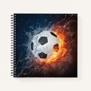 Flaming Football/Soccer Ball Throw Pillow Notebook