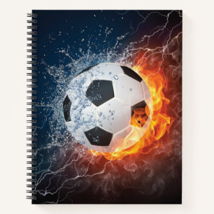 Flaming Football/Soccer Ball Throw Pillow Notebook