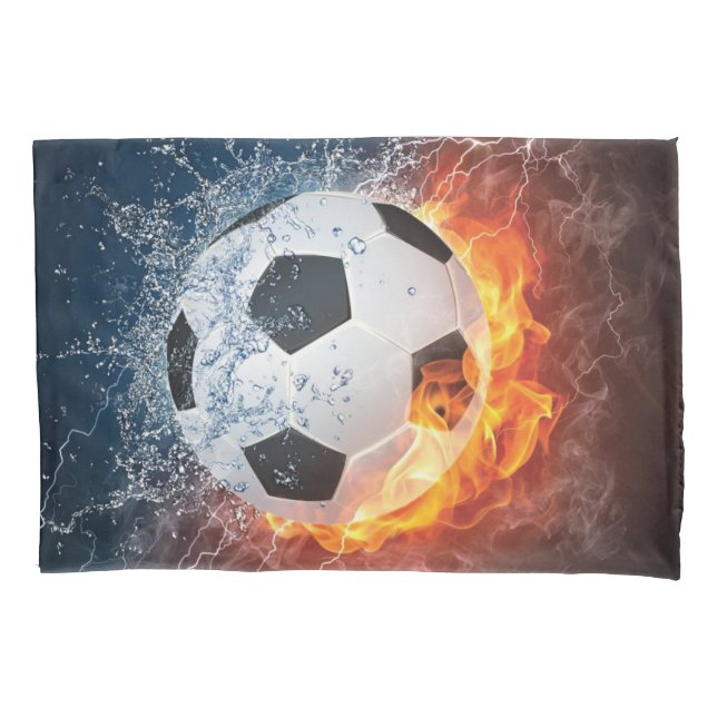 Flaming Football/Soccer Ball Throw Pillow Pillowcase (Front)