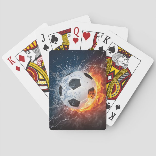 Flaming Football/Soccer Ball Throw Pillow Playing Cards (Back)
