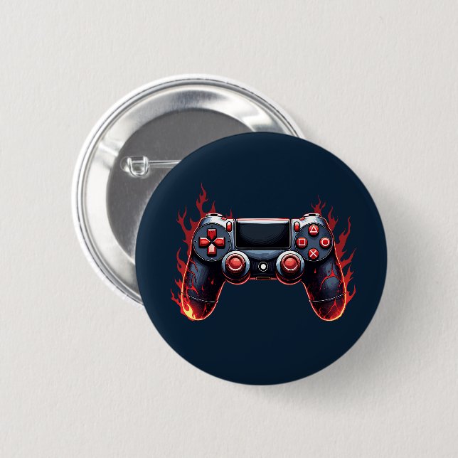 Flaming Game Controller for Console Gamers 2 Inch Round Button (Front & Back)