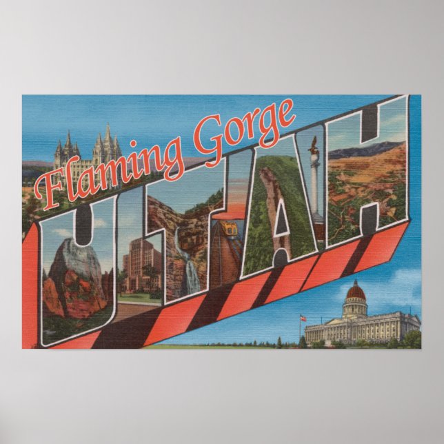 Flaming Gorge, Utah - Large Letter Scenes Poster (Front)