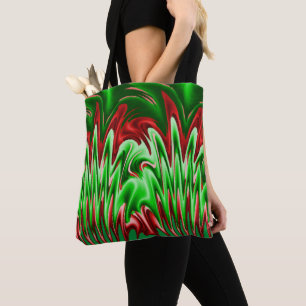 Flaming Green and Red Design Tote Bag