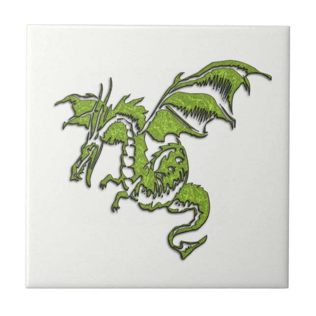 Flaming Green Dragon Tile (Front)