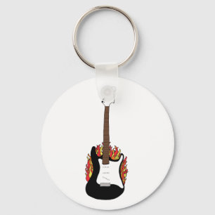 Flaming Guitar Keychain
