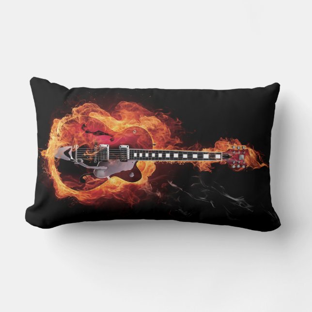 Flaming Guitar Lumbar Pillow (Front)