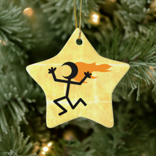 Flaming Head Ceramic Ornament