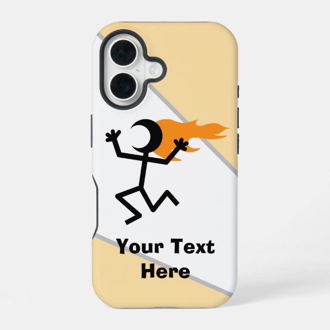 Flaming Head Stickman iPhone 16 Case (Back)