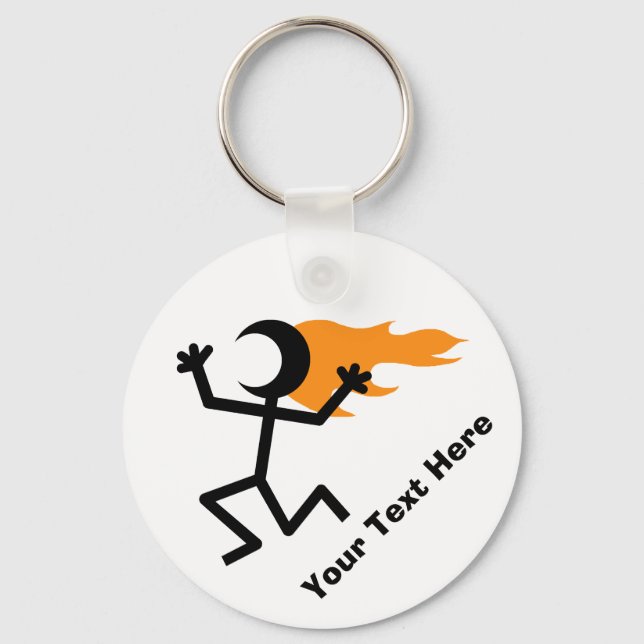 Flaming Head Stickman Keychain (Back)