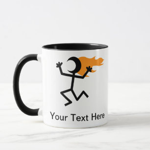 Flaming Head Stickman Mug