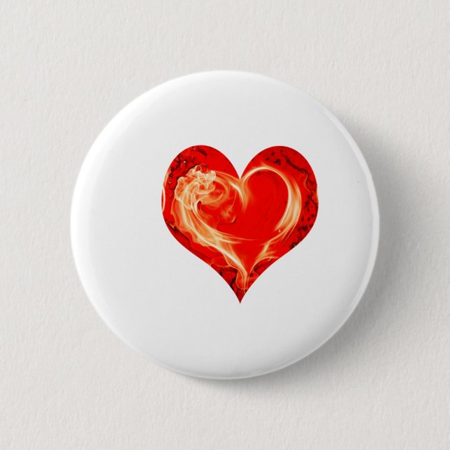 Flaming heart 2 inch round button (Front)