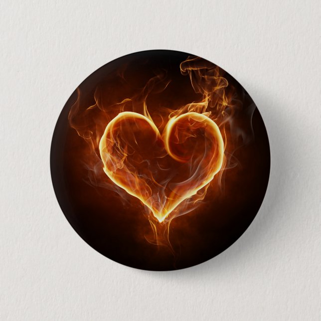 Flaming Heart 2 Inch Round Button (Front)