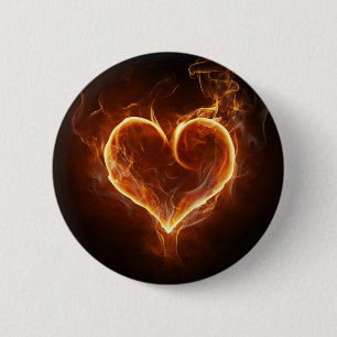 Flaming Heart 2 Inch Round Button