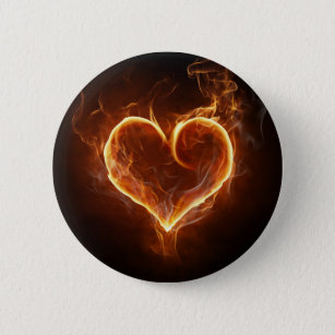 Flaming Heart 2 Inch Round Button