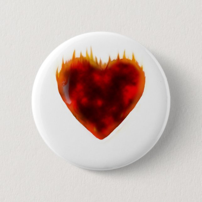 Flaming Heart 2 Inch Round Button (Front)