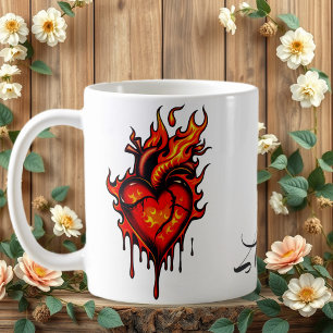 Flaming heart. coffee mug