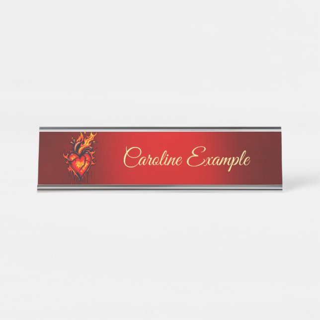Flaming heart desk name plate (Front)