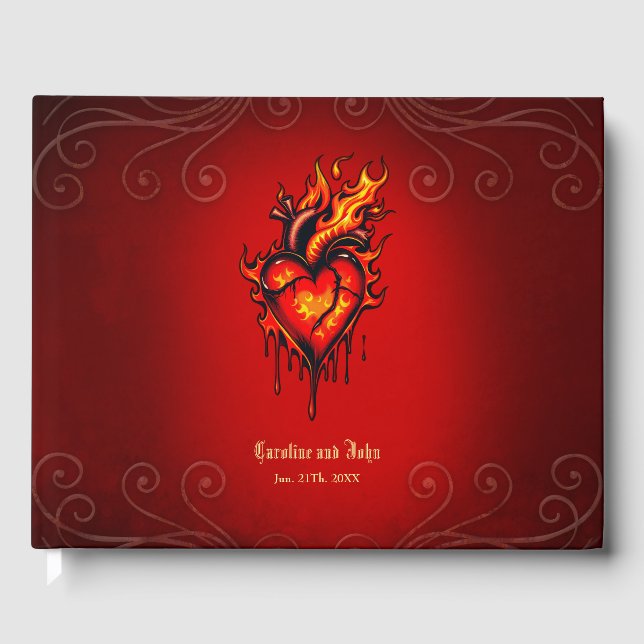 Flaming heart.  guest book (Front)