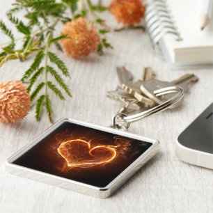 Flaming Heart Keychain