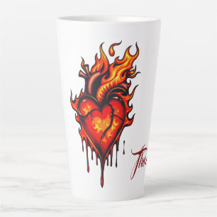 Flaming heart. latte mug