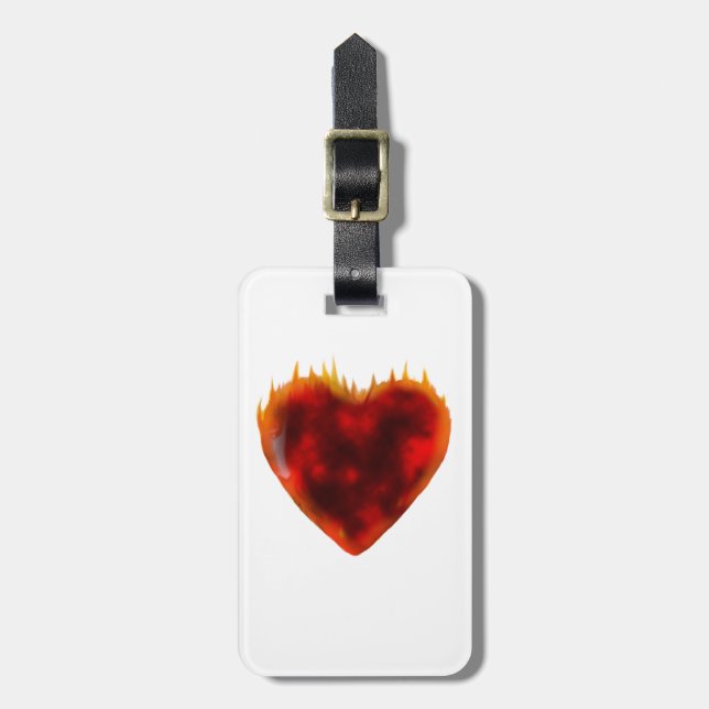 Flaming Heart Luggage Tag (Front Vertical)