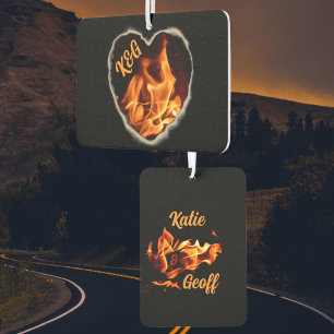 Flaming Heart of Fire Initials & Names Air Freshener