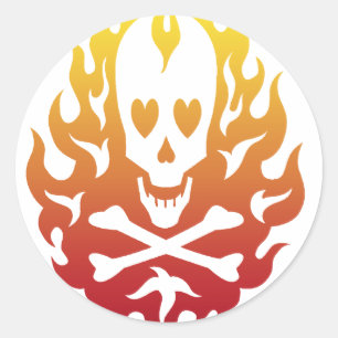 Flaming Heart Skull Stickers