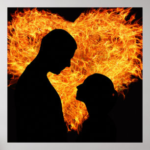 Flaming Heart Valentine's Day Poster