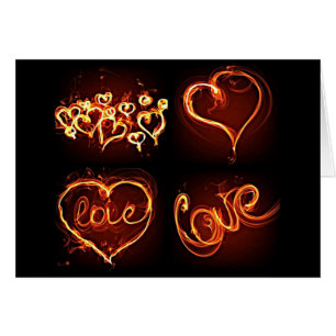 Flaming Hearts of Love Card