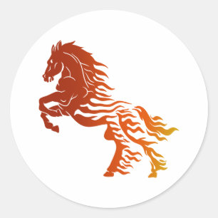 Flaming horse - Choose background color Classic Round Sticker
