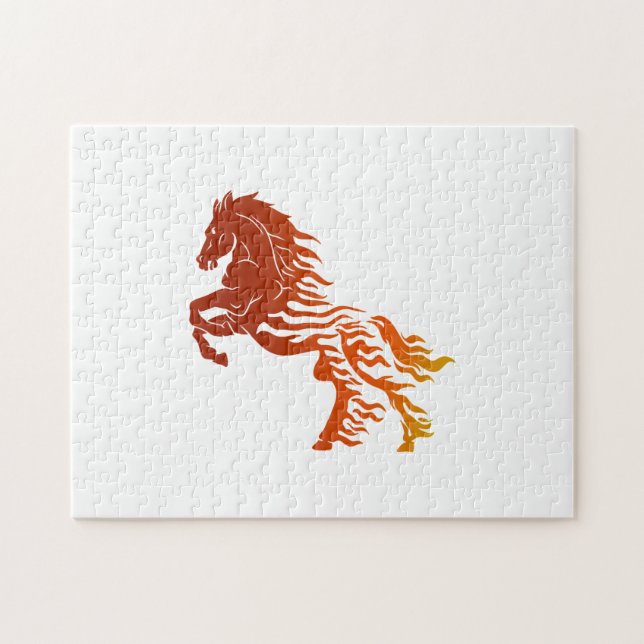 Flaming horse - Choose background colour Jigsaw Puzzle (Horizontal)