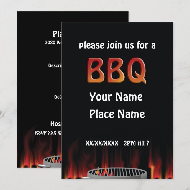 Flaming Hot BBQ Invitation (Front/Back)