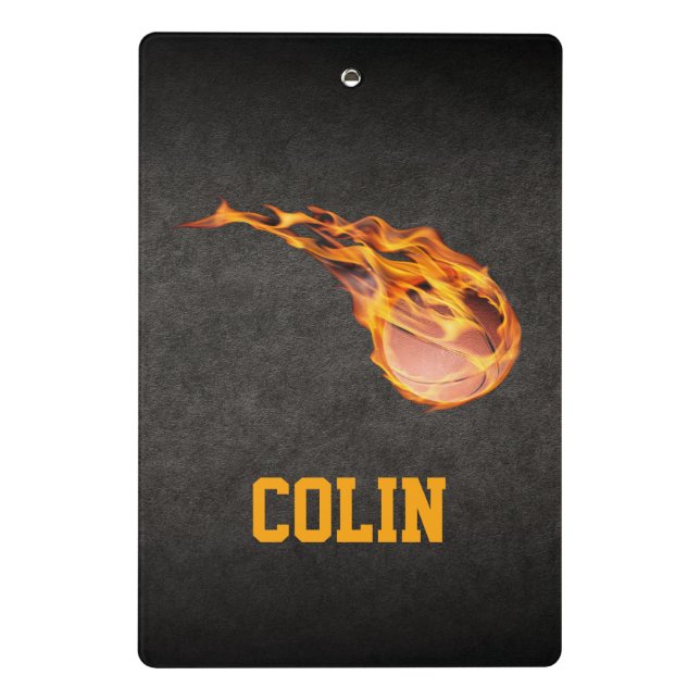Flaming Hot Fiery Basketball Mini Clipboard (Back)