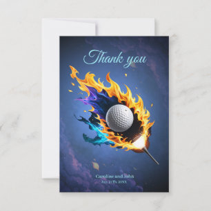 Flaming Intensity: The golf ball in action. Thank You Card